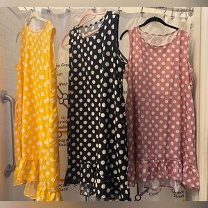 3 Polka Dot Sleeveless Dresses  XL like new
